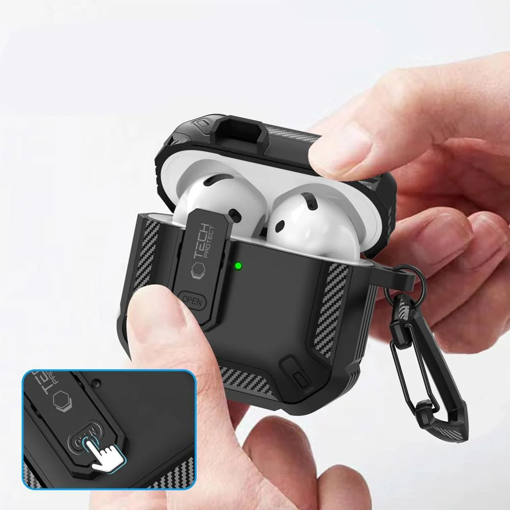 Tech-Protect Carbonos puzdro na Apple AirPods 4, čierne