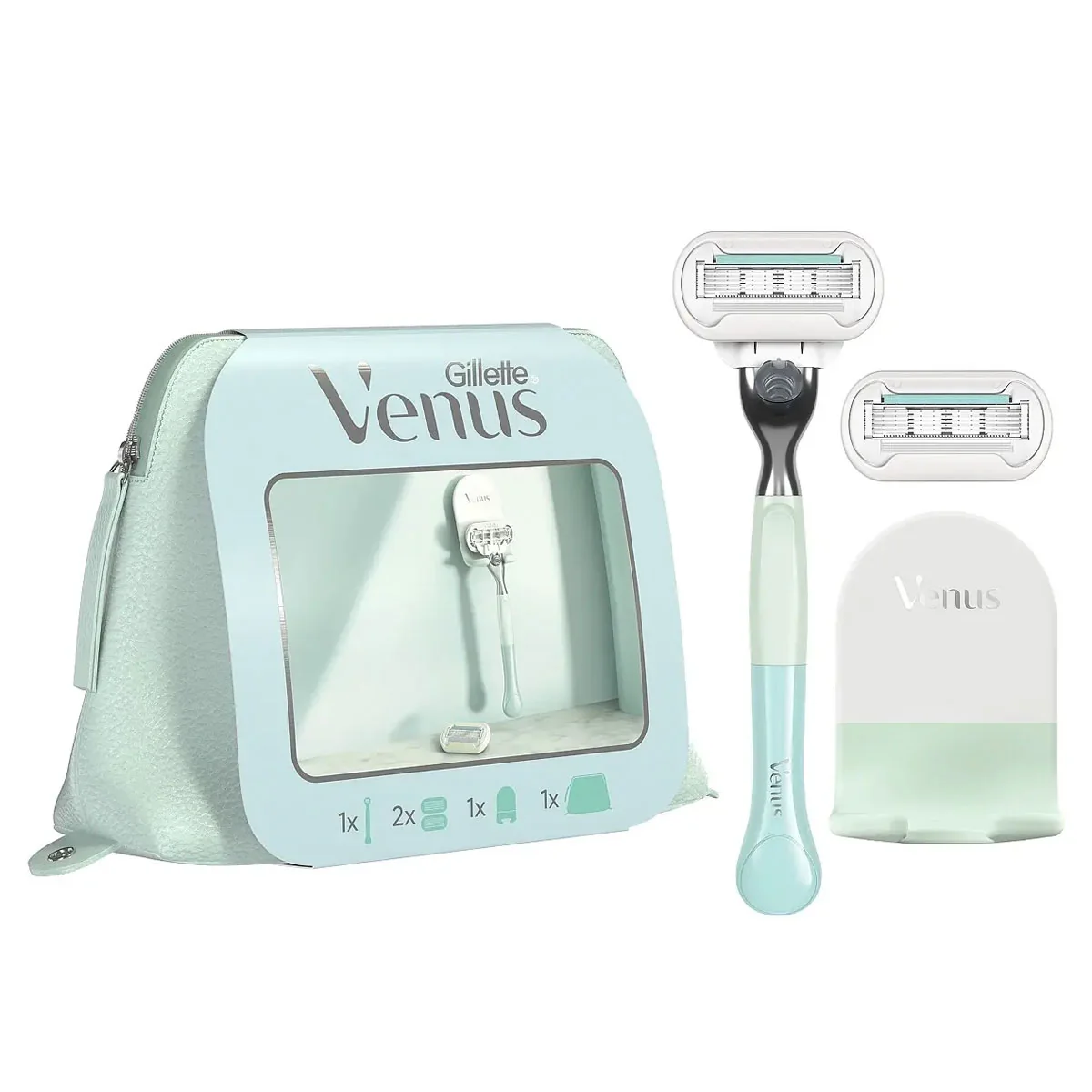 GILLETTE darčeková kazeta Venus (Venus holiací strojček + náhradná čepeľ + držiak + kozmetická taška)