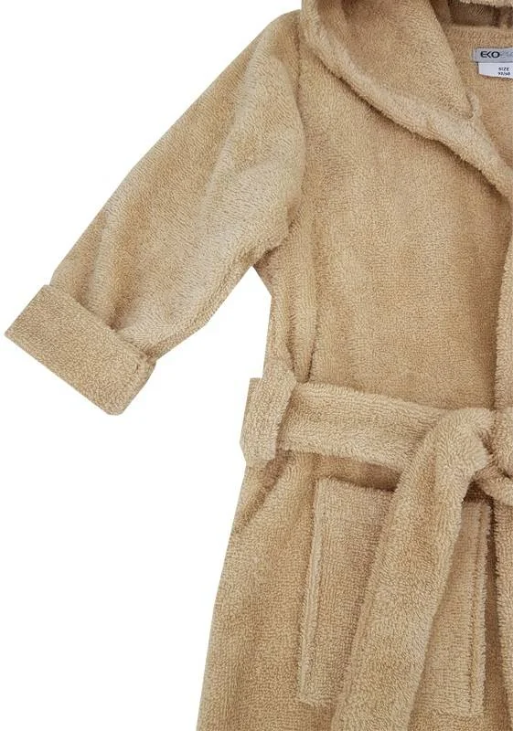 EKO Župan bavlnený s kapucňou a uškami Beige veľ. 80-86 1×1 ks, detský župan
