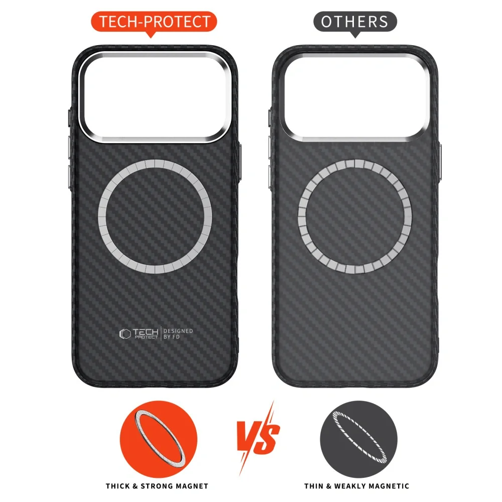 Tech-Protect Ion Carbon MagSafe kryt na iPhone 17 Pro Max, čierny/strieborný eborný