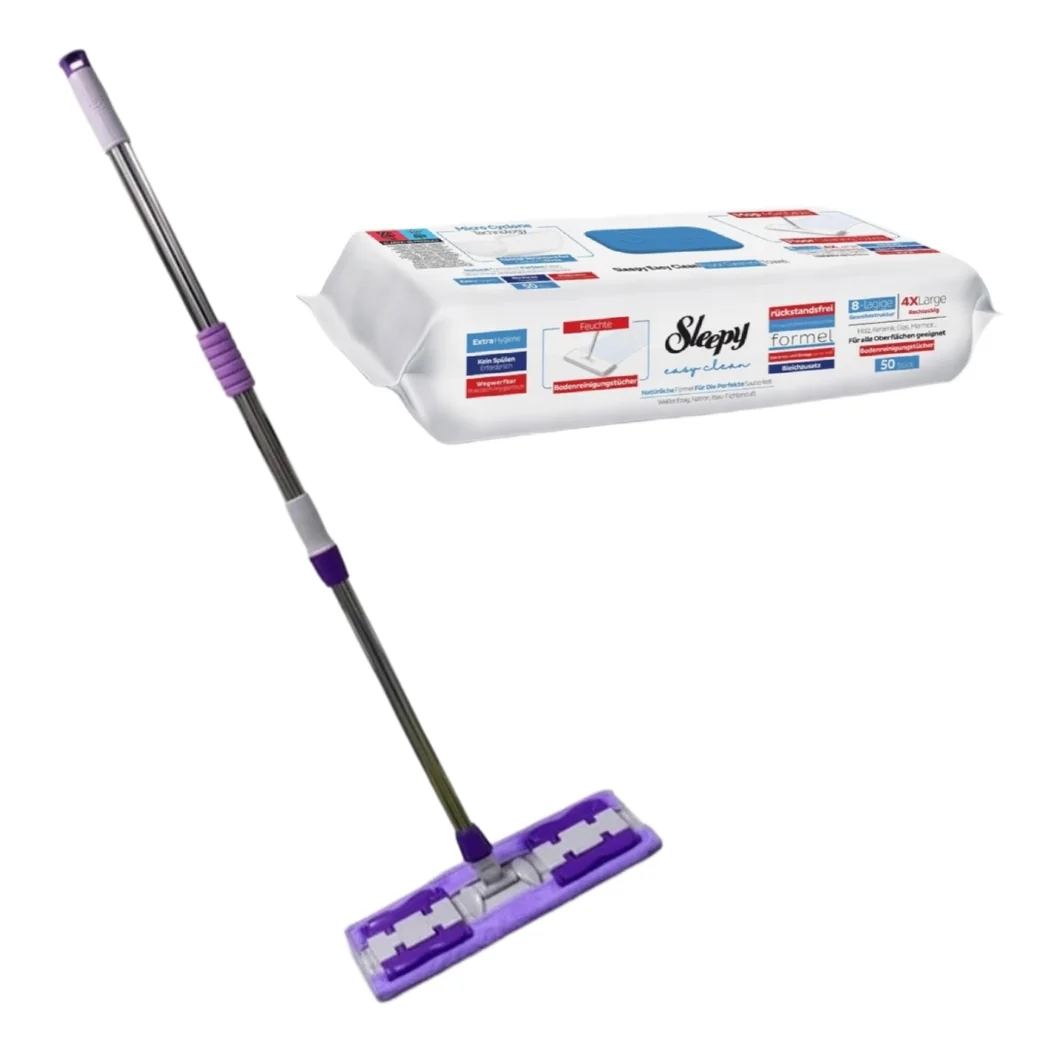 Sleepy Easy Clean vlhčené utierky na čistenie podláh na mop 4XL Bleach Additive s bieliacim účinkom a vôňou borovice 150 ks (3×50 ks)