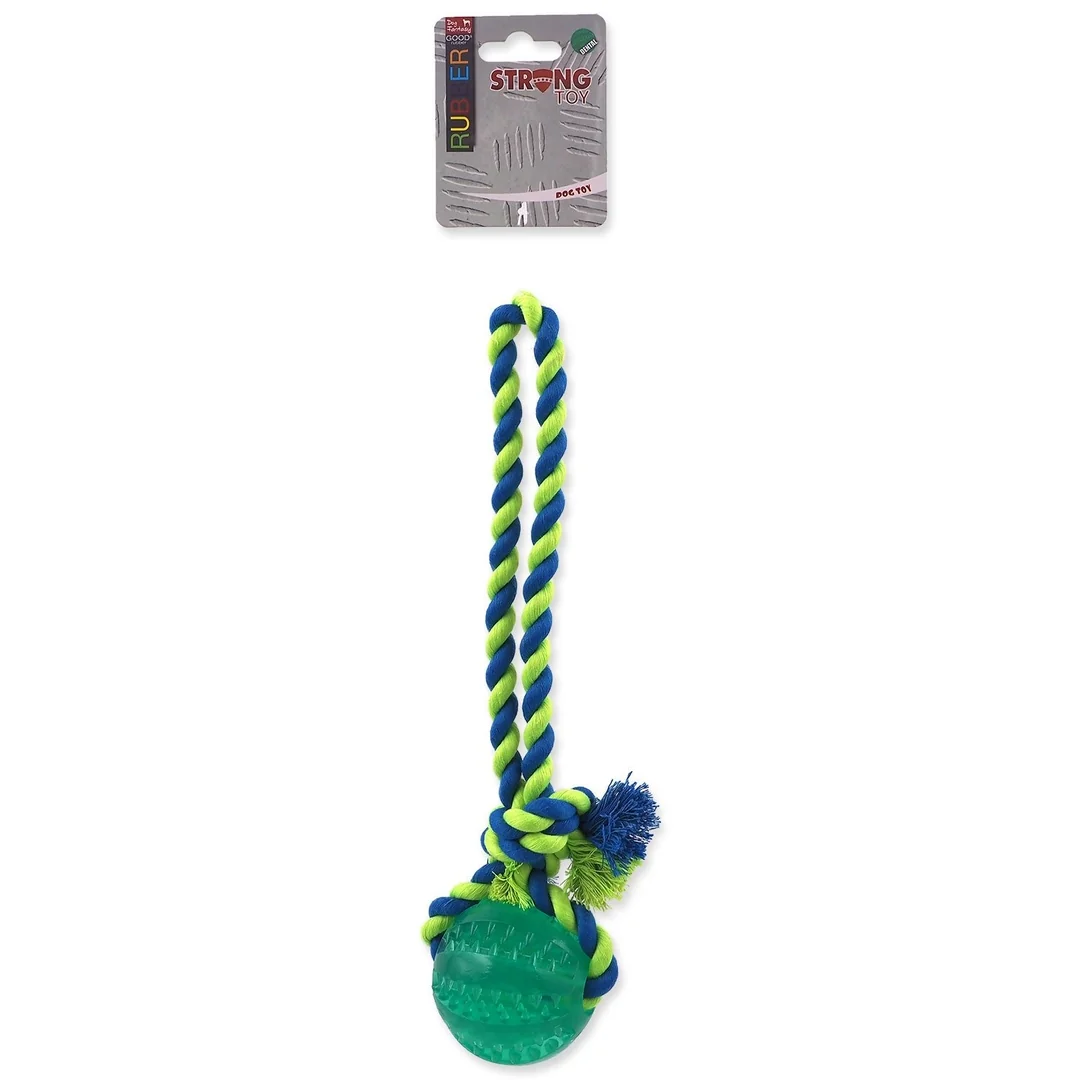 Hračka Dog Fantasy DENTAL MINT lopta hádzacia s povrazom zelená 7x30cm