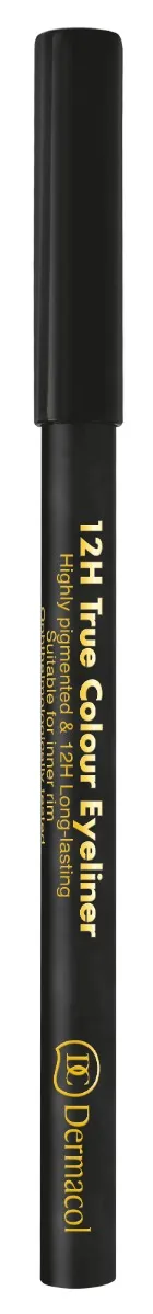 Dermacol ceruzka na oči 12H True Colour Eyeliner č.8 1×1 ks, drevená ceruzka na oči, čierna