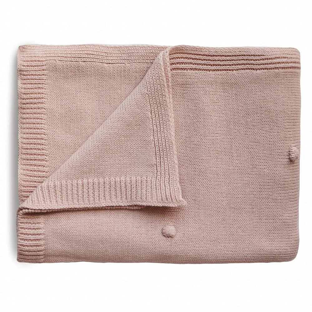 Mushie pletená detská deka z organickej bavlny bodkovaná Blush