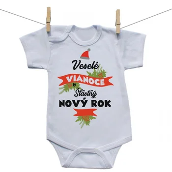 Boodyy Body s krátkym rukávom Veselé Vianoce a šťastný nový rok Veľkosť: 80