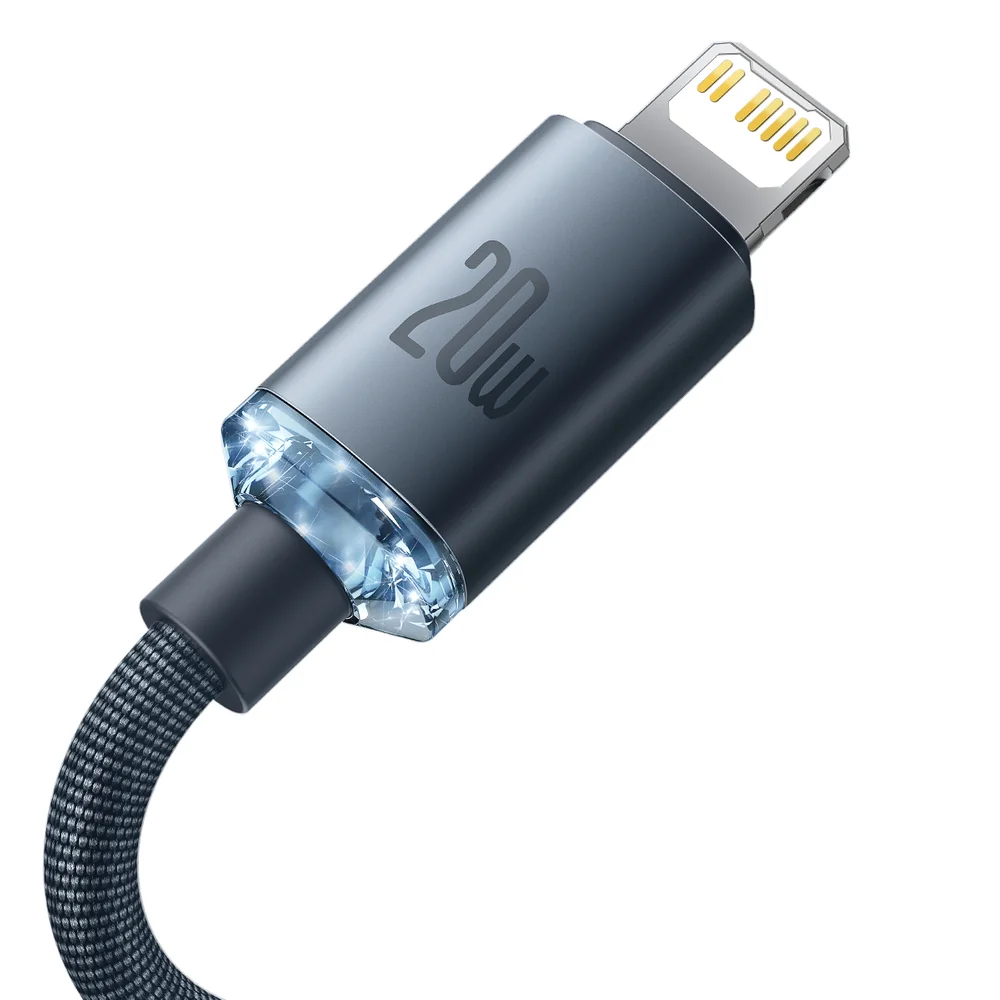 Baseus Crystal Shine kábel USB-C / Lightning 20W 2m, čierny