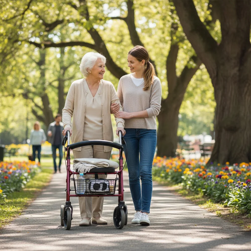 Chodítko pre seniorov štvorkolesové hliníkové TGR-R RA 882 - Šedá