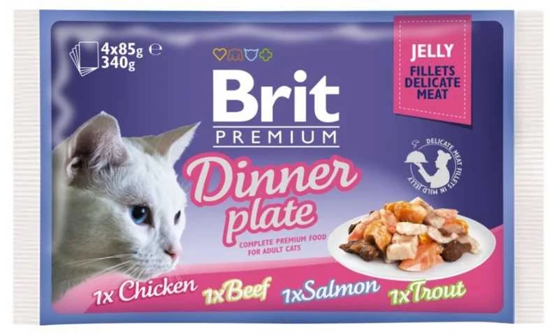 Brit Premium Cat Delicate Fillets In Jelly Dinner Plate 340g (4×85g) 4×85 g