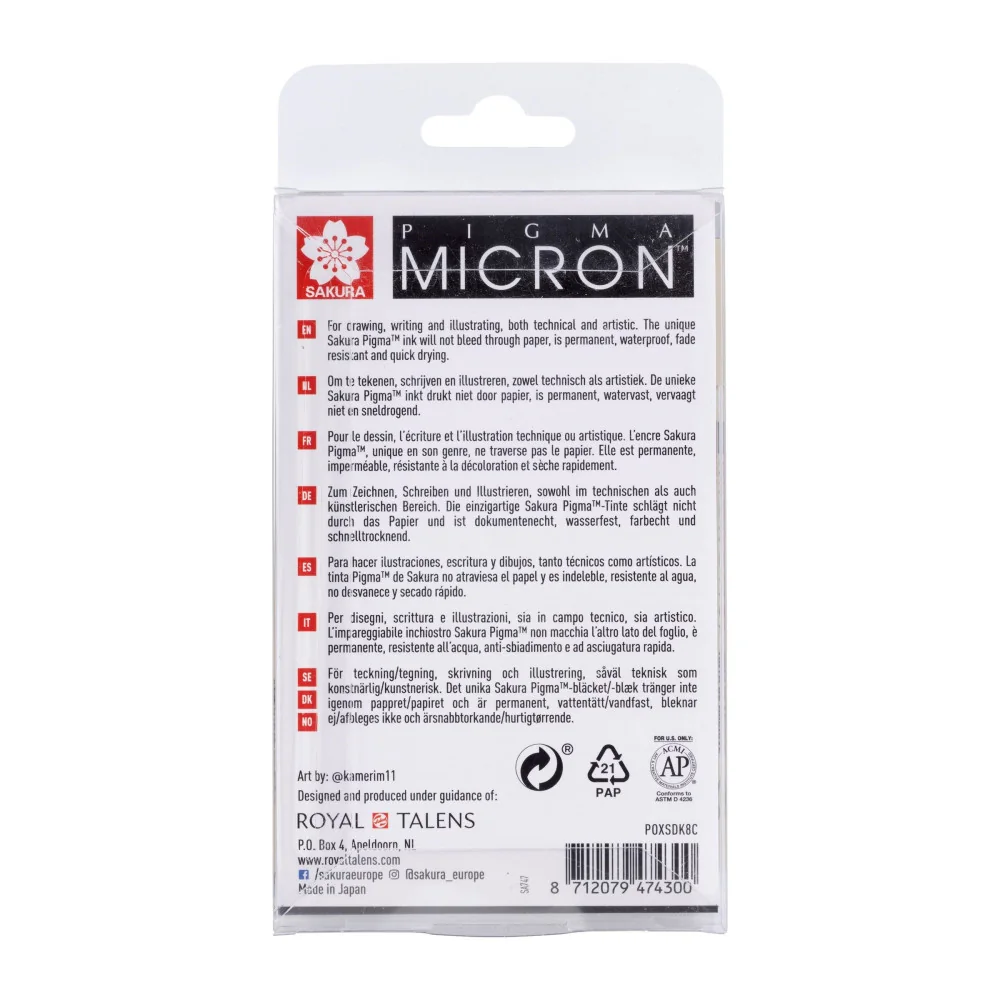 Sakura Micron perá 6 svetlo studená šedá plus 2 Pigma Brush-Sakura 