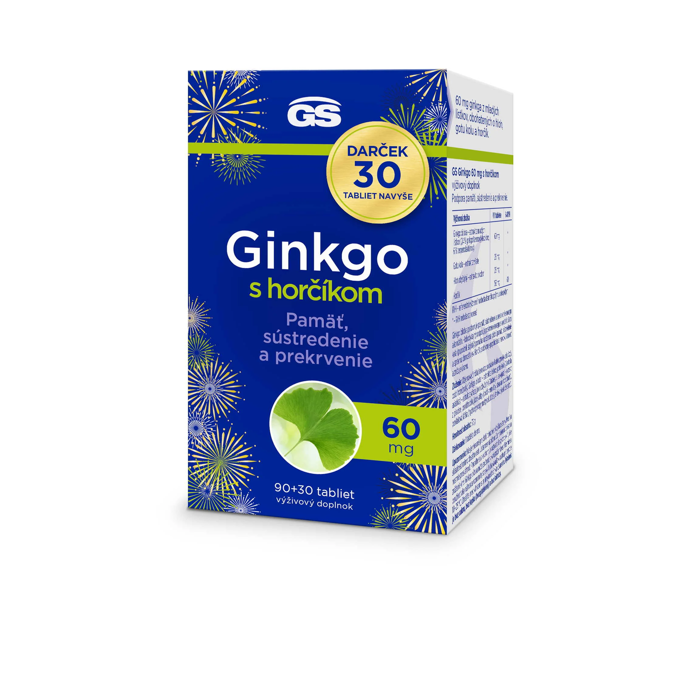GS Ginkgo 60 mg s horčíkom tbl. 90+30 darček 120 tbl