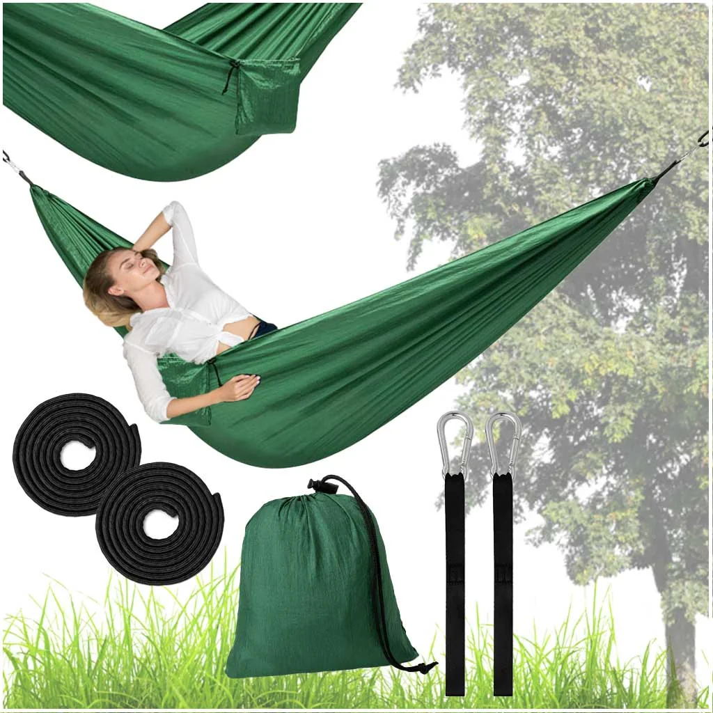 Turistický hamak 260×140 cm – zelený (nosnosť 120 kg)
