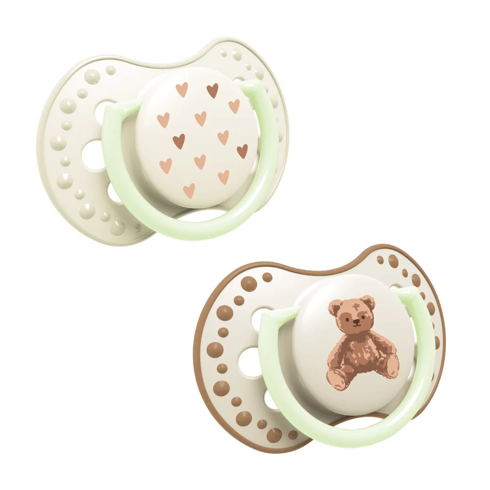 LOVI Cumlík svietiaci silikónový dynamický TEDDY LOVE 6-18m 2ks 2 ks