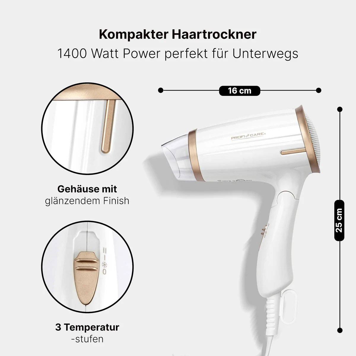 ProfiCare HT 3009 sušič vlasov 1400 W biely