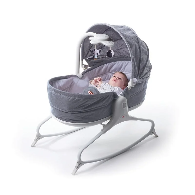Tiny Love Rocker Napper Heather, Multifunkčná kolíska so strieškou 3v1, 0m+, šedá
