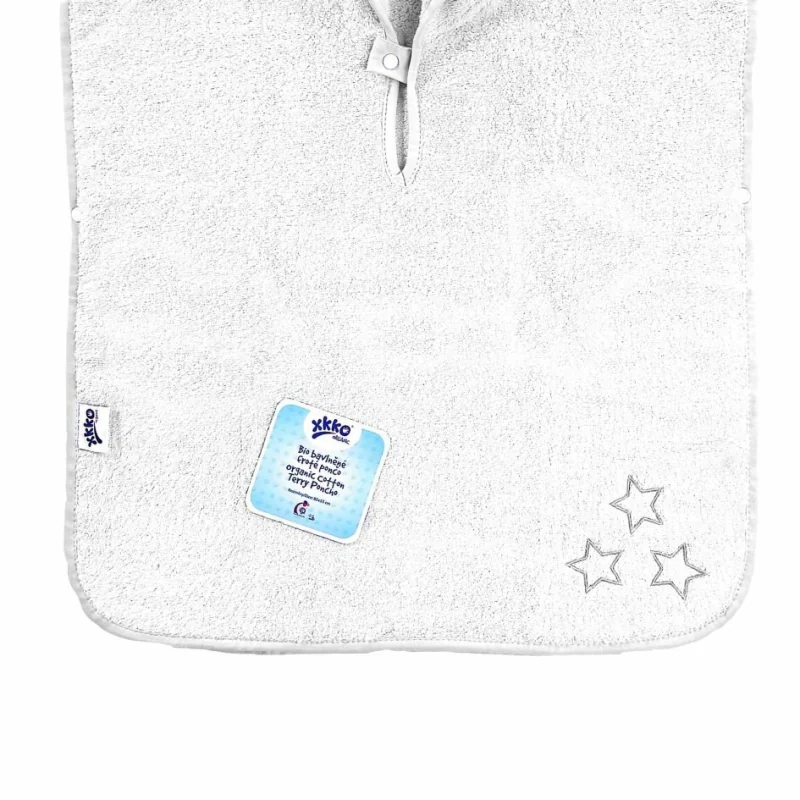 XKKO Organic detské froté pončo s kapucňou White Stars
