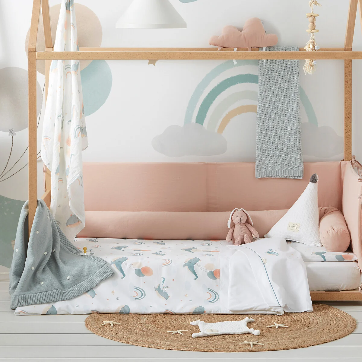 Darčekový set BIMBIDREAMS - ružová pletená deka so zajkom