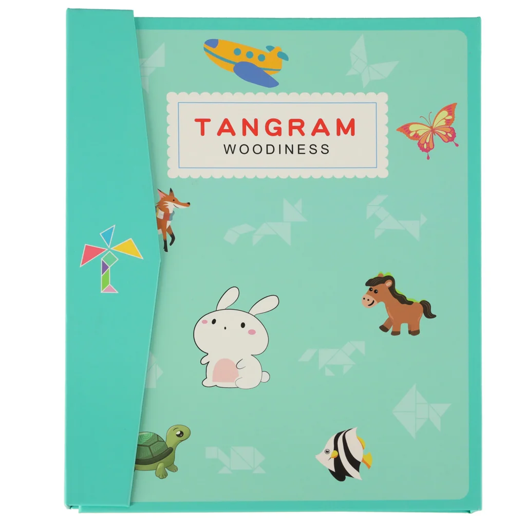 Montessori magnetická kniha Tangram 3D puzzle bloky – logická hra pre deti