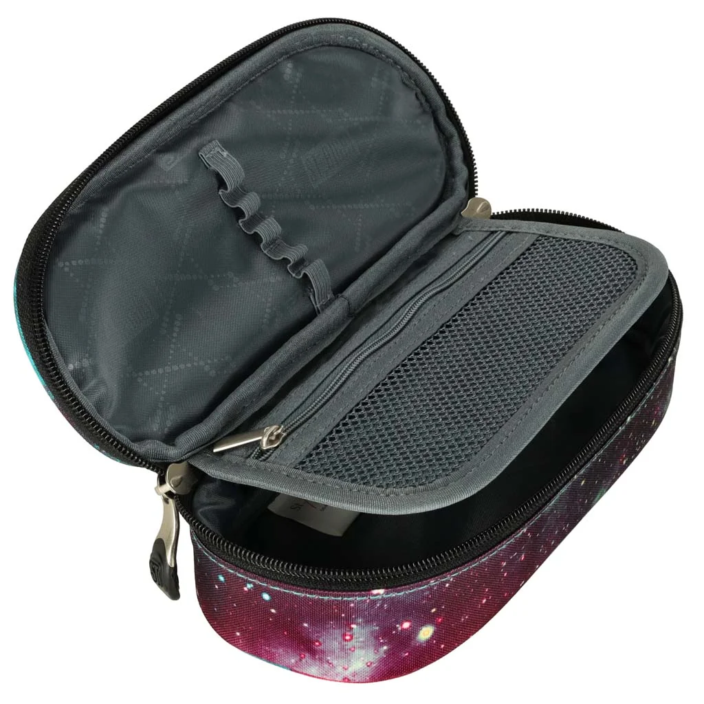 Polstrovaný školský peračník s chlopňou a vreckom na zips, nebula