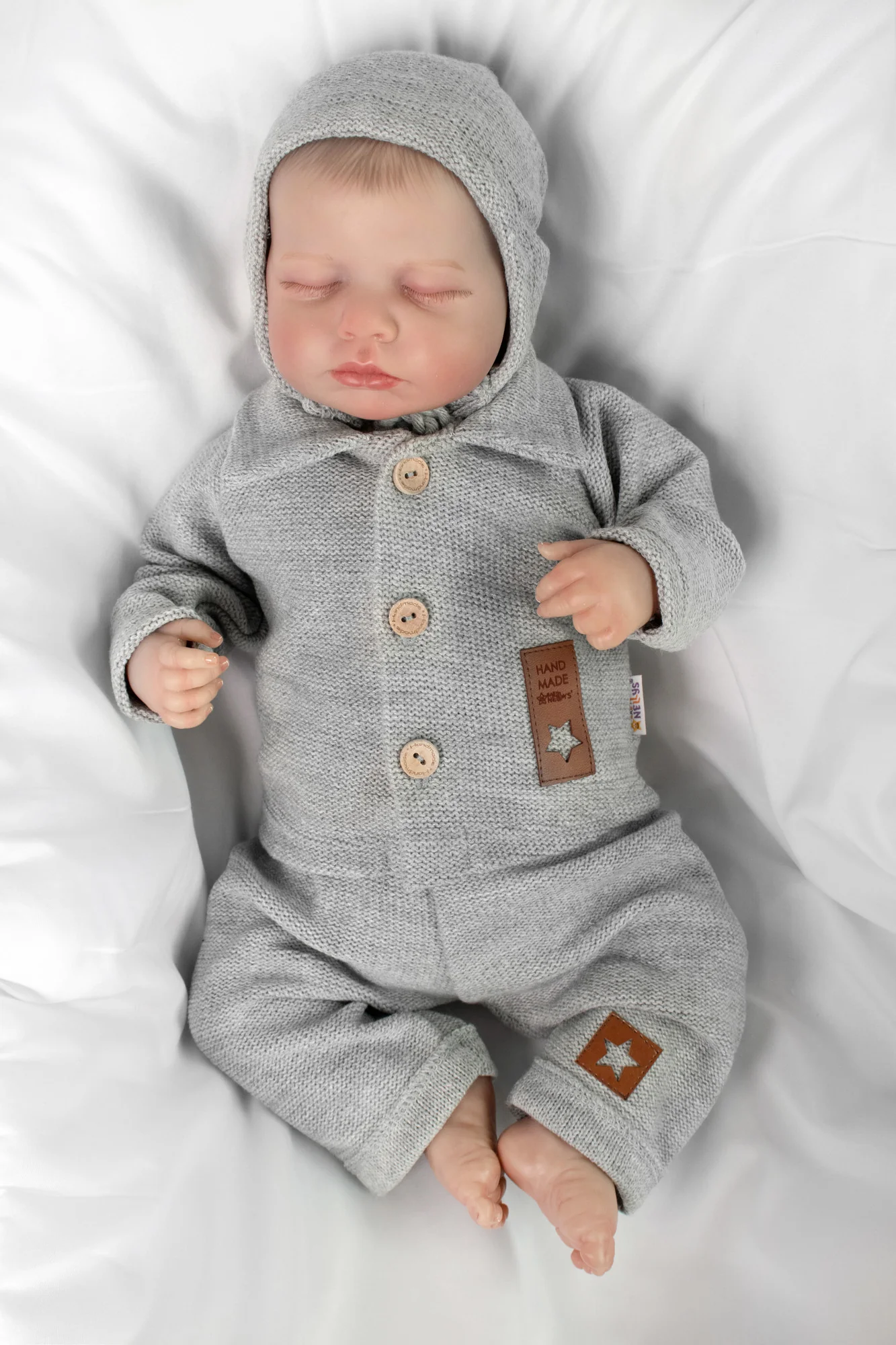 Pletené nohavice Hand Made Boy, Baby Nellys, sivé, veľ. 74