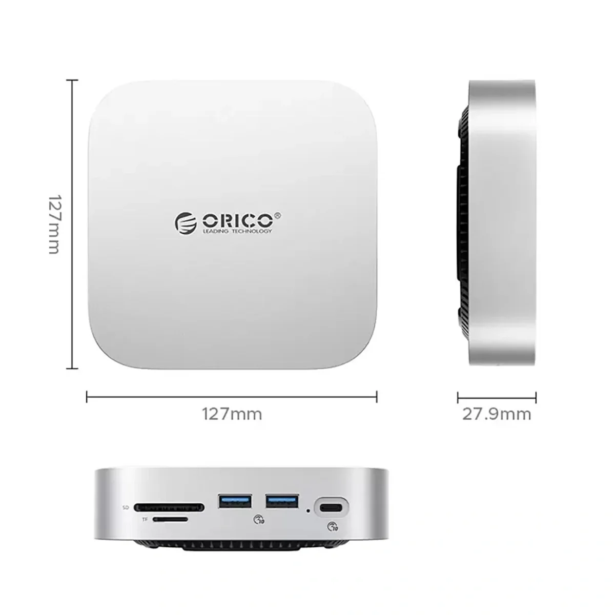 Orico MiniLink 9in1 USB-C HUB adaptér / dokovacia stanica s HDD/SSD, strieborná trieborná