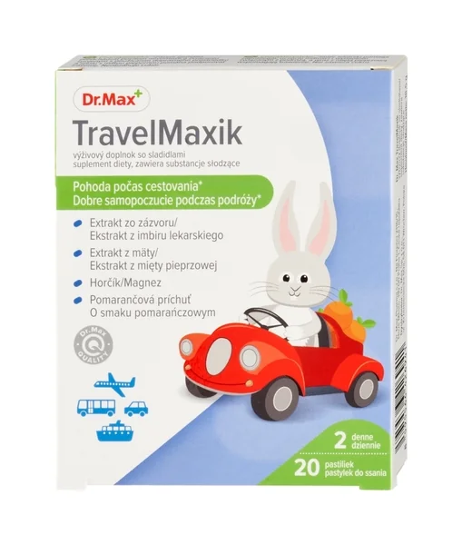Dr. Max TravelMaxik pastilky 1×20 ks, pastilky s pomarančovou príchuťou