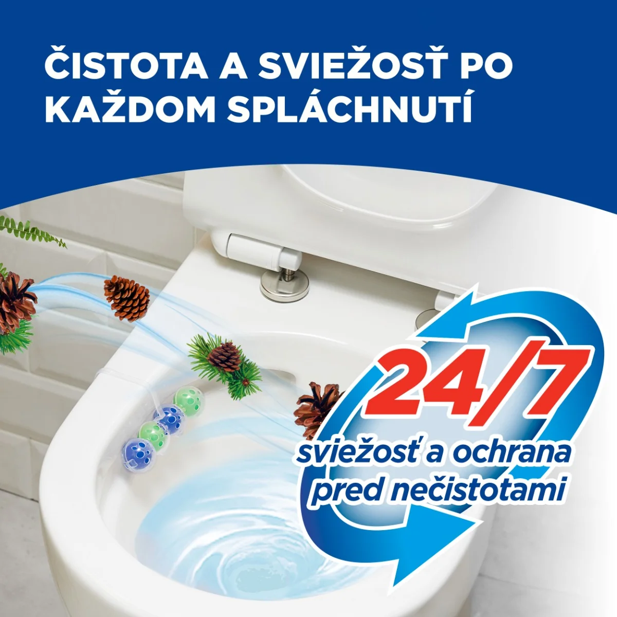 Bref Power Aktiv tuhý WC blok Pine 3×50 g 3×50 g, WC blok