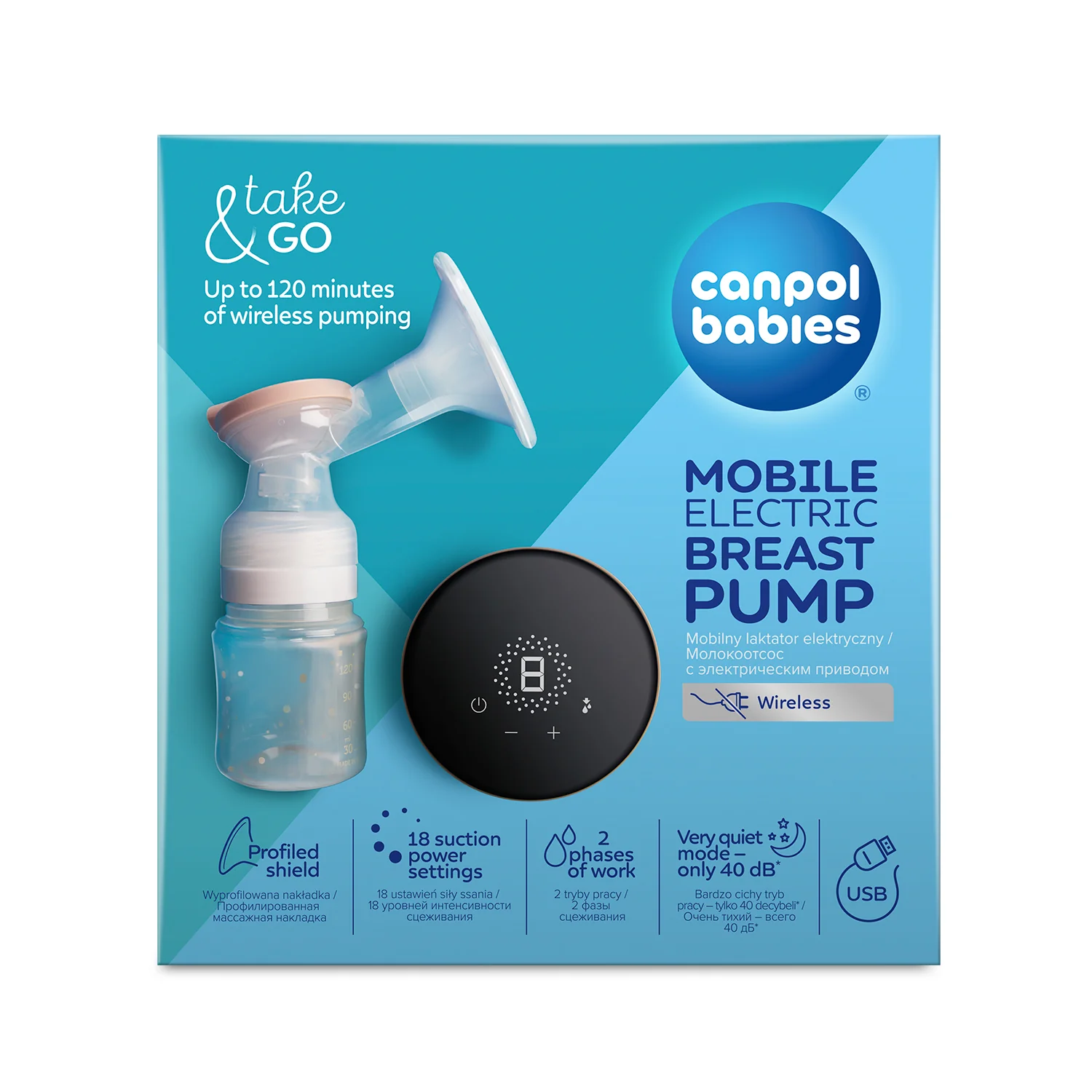 Canpol babies Prenosná elektrická odsávačka materského mlieka Take&Go 1×1 ks, odsávačka mlieka