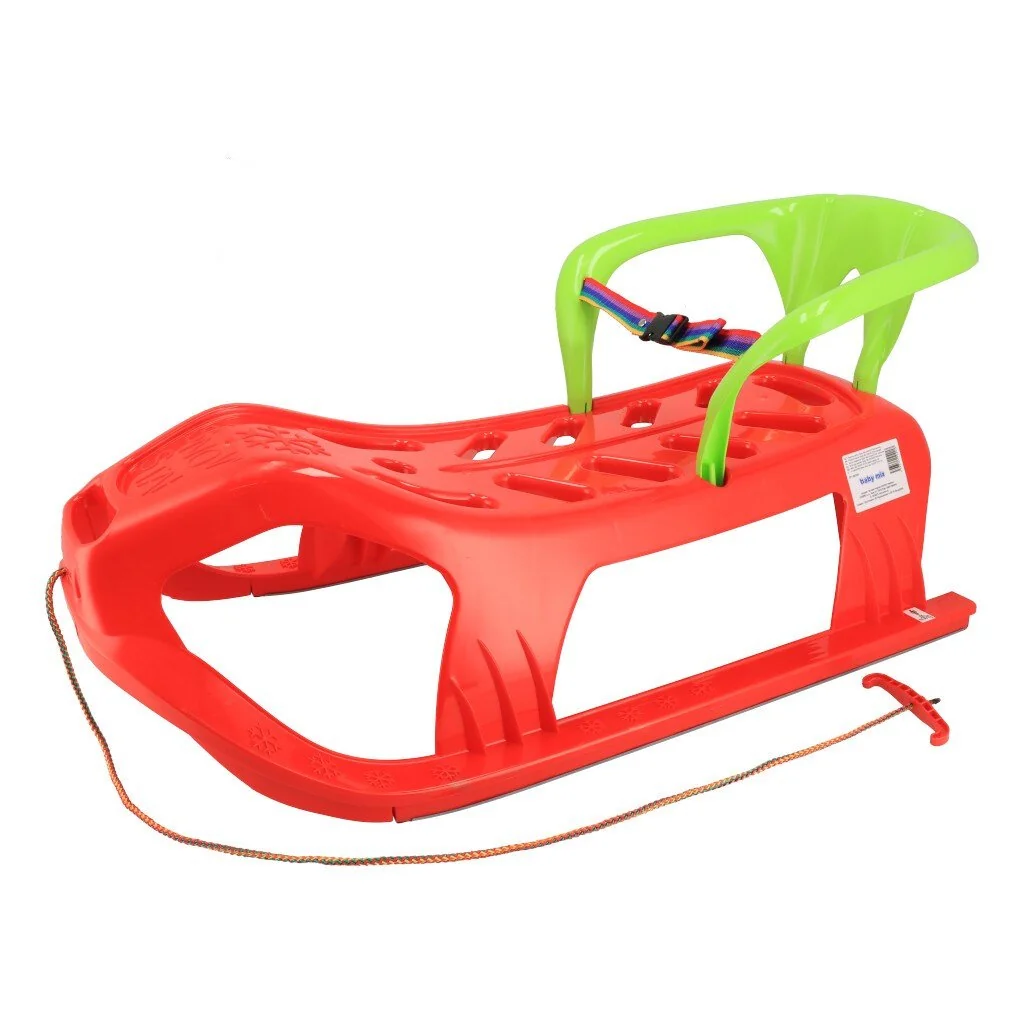 Plastové sánky s operadlom Baby Mix SNOW STAR červené