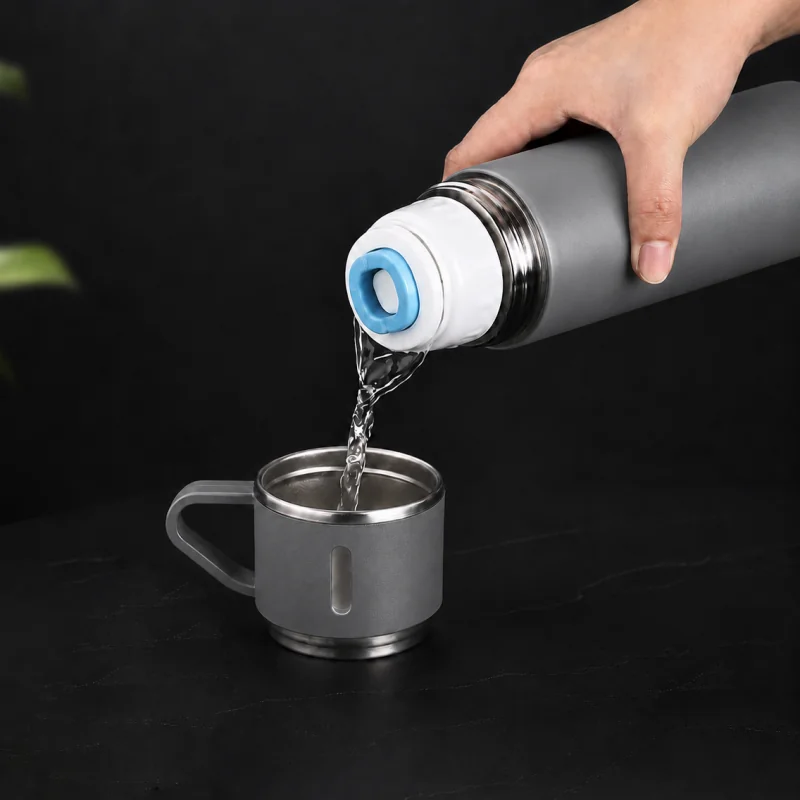 Livefy termoska s pohárom Vello 500ml, sivá