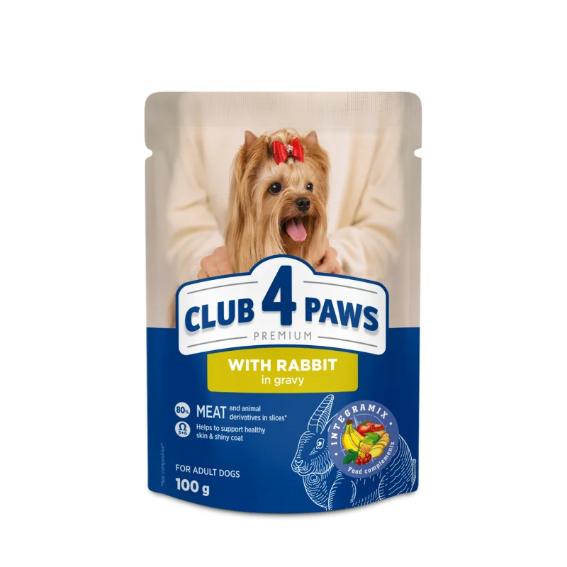 CLUB 4 PAWS Premium S králikom v omáčke pre dospelých psov 100g (4590)