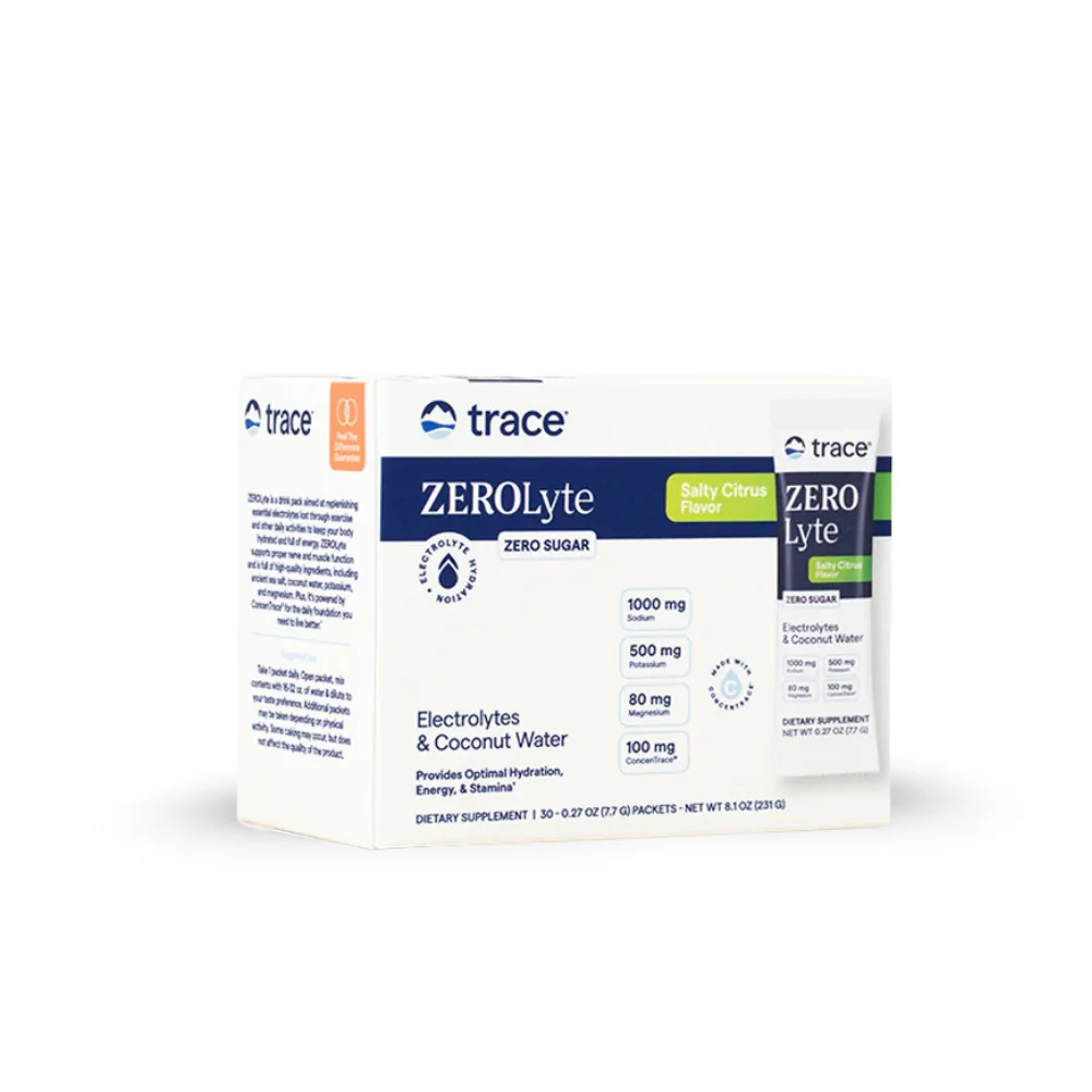 Trace Minerals ZeroLyte - Elektrolyty na báze sodíka (Slaný citrus), 30 sáčkov