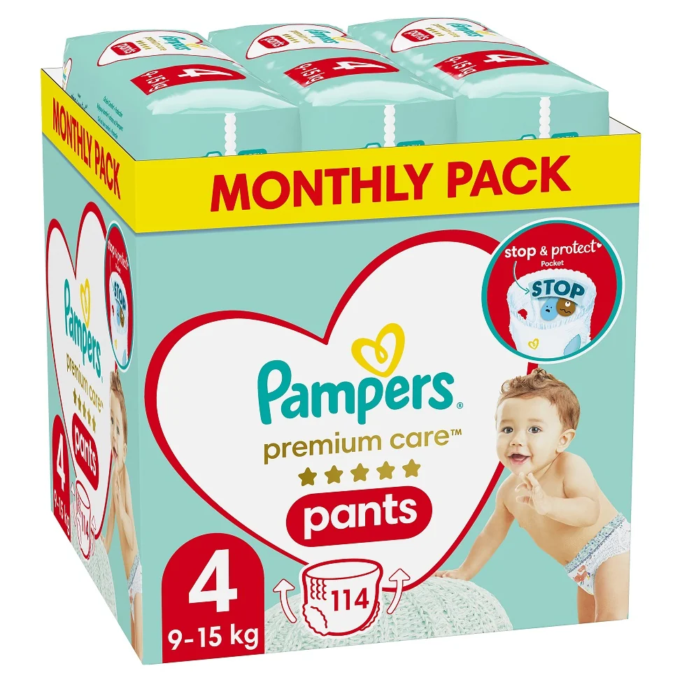 Pampers Premium Pants MSB S4 9-15kg 1×114 ks, plienkové nohavičky