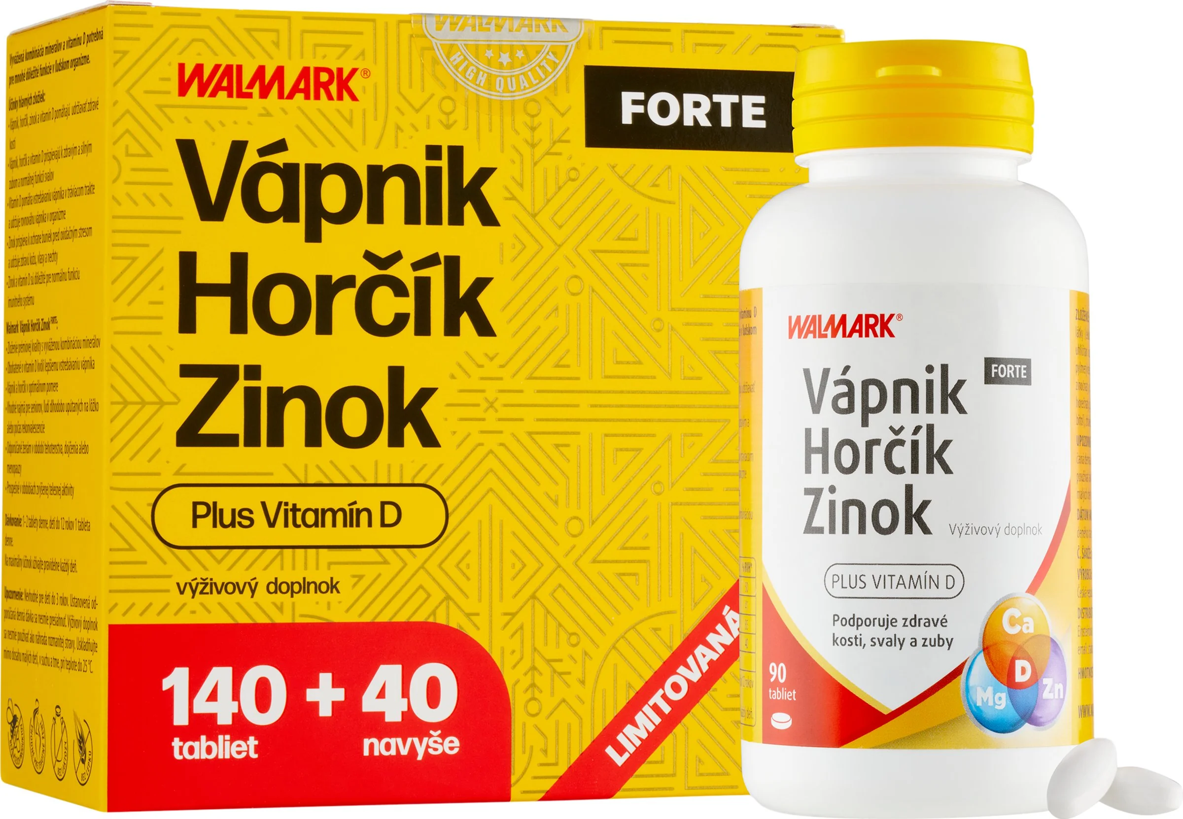 W line Vápník Horcík Zinek FORTE180tbl Promo VB24 1x1 set, výhodne balenie pre zdravé kosti, zuby a svaly