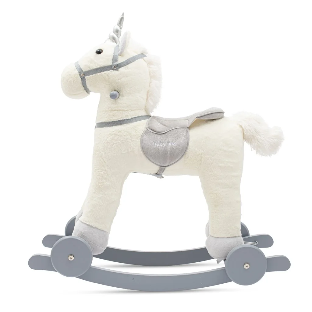 Hojdacia hračka s melódiou a kolieskami Unicorn Baby Mix biela ,