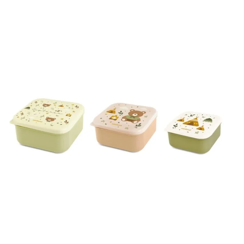 Miniland Sada desiatových boxov Dreamland – Macko ML89711 3 ks, 230 ml, 350 ml a 540 ml