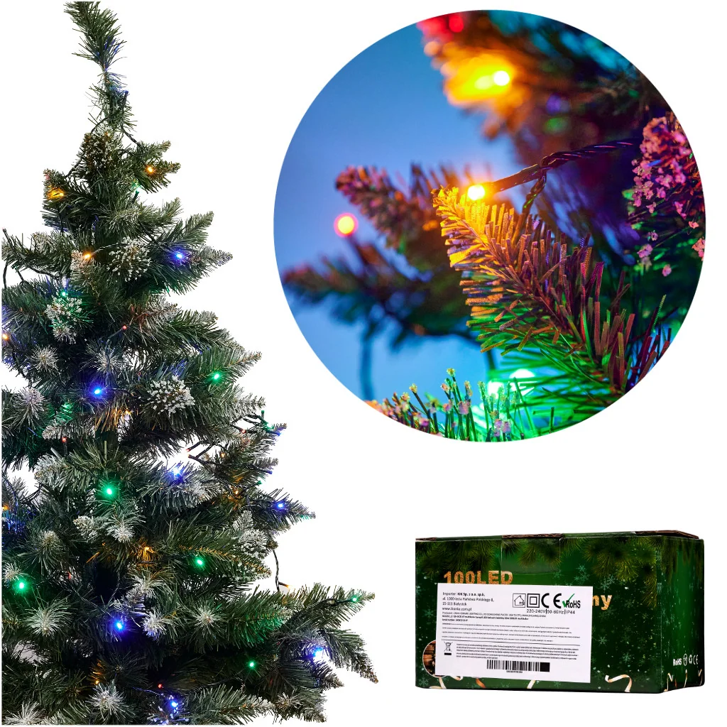 Vianočná LED reťaz 10 m – 100 LED, multicolor, 8 režimov, vnútorný