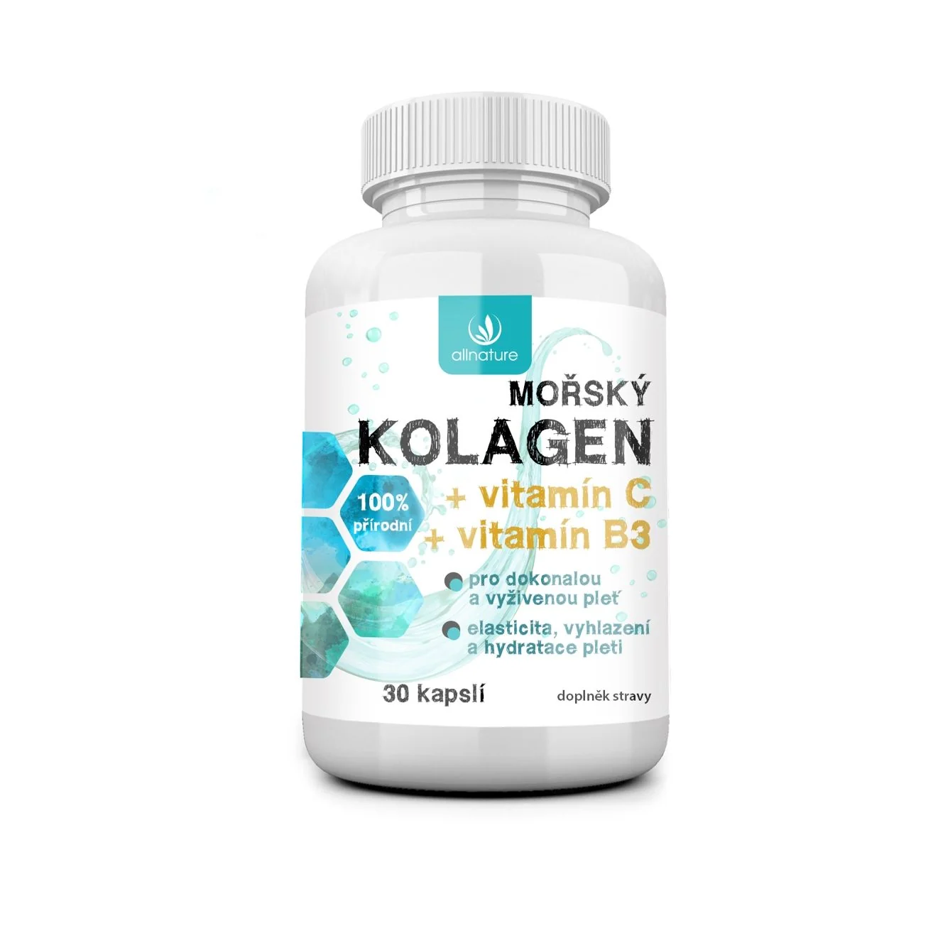 Allnature Morsky Kolagen + Vit. C + Vit B3 1×30 cps, kolagén