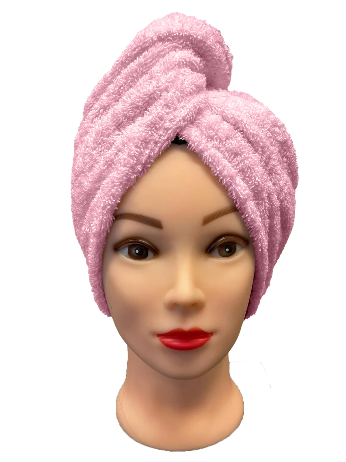 Rychleschnoucí froté turban na vlasy, růžový 