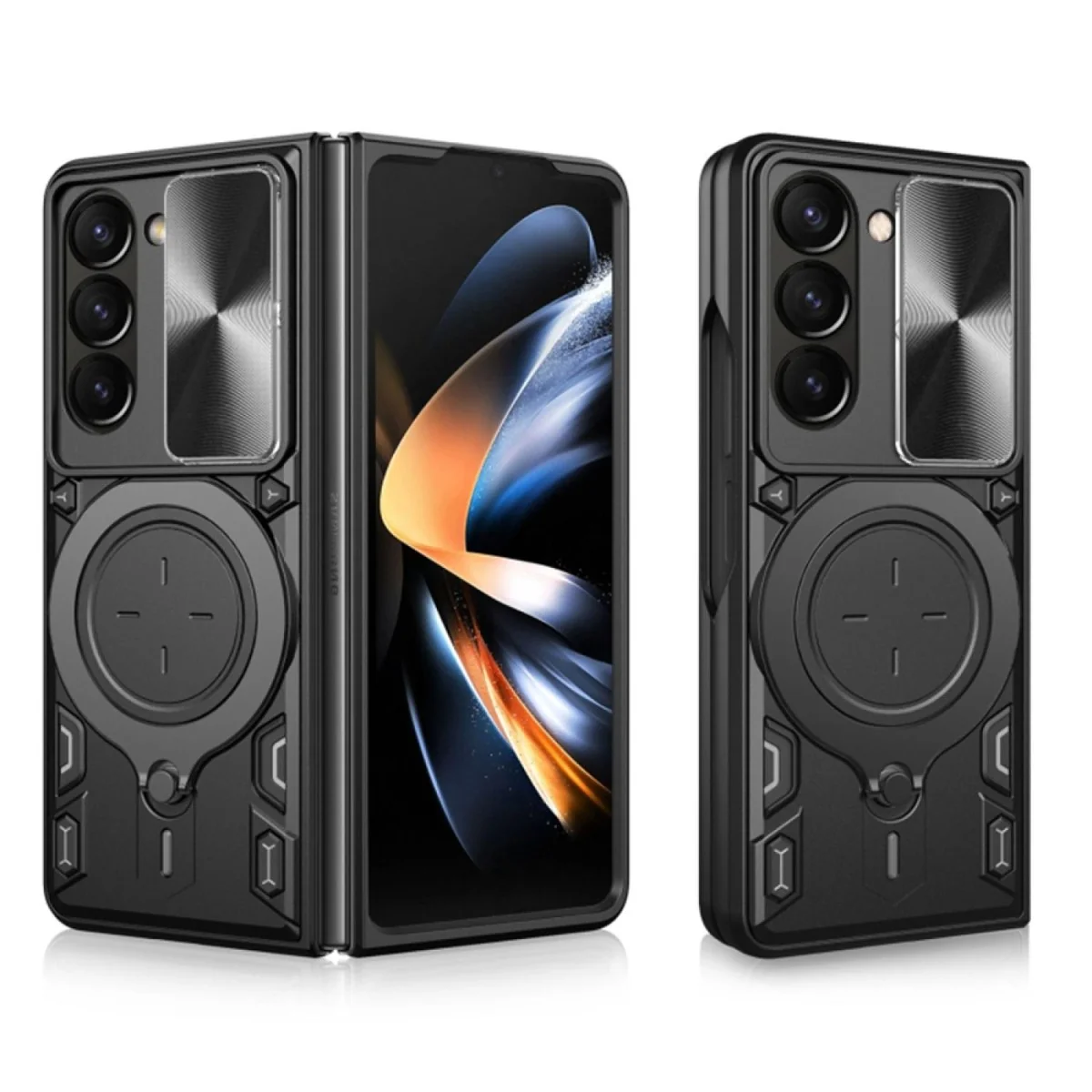 Ochranný obal pre Samsung Galaxy Z Fold 6 - Čierna Otočný krúžok, nerezová oceľ