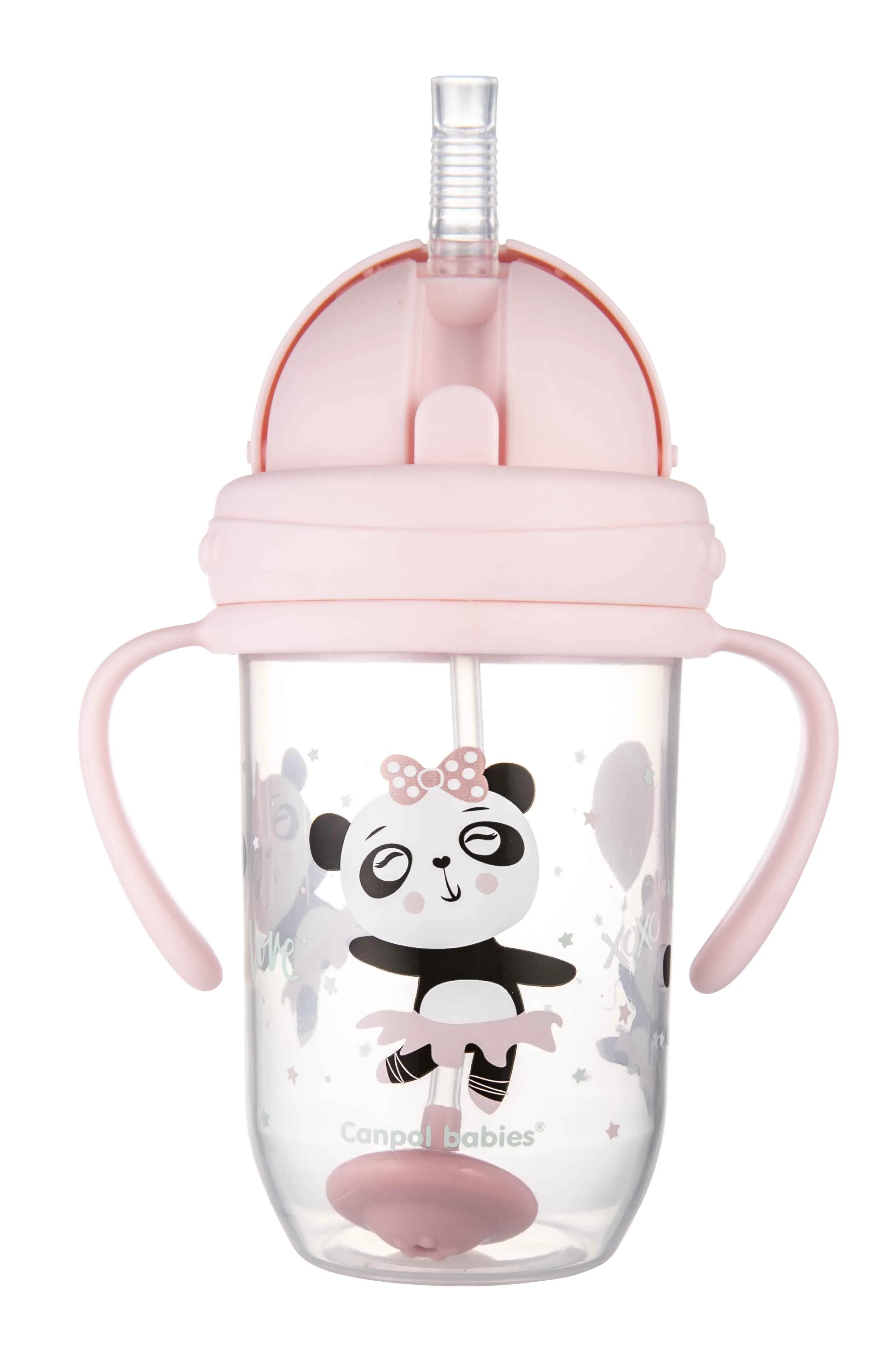 Netečúci hrnček so slamkou so závažím 270ml 6m+ Exotic Animals ružový 1×1 ks, netečúci hrnček so slamkou