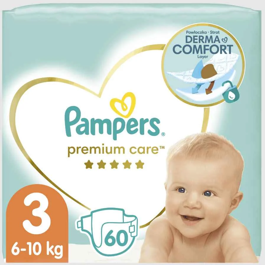Pampers premium care 3 Midi 60ks (6-10kg) 1×60 ks, plienky