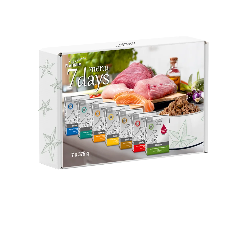 Platinum 7 Days Menu Box kompletné mokré krmivo pre dospelých psov, 2625 g