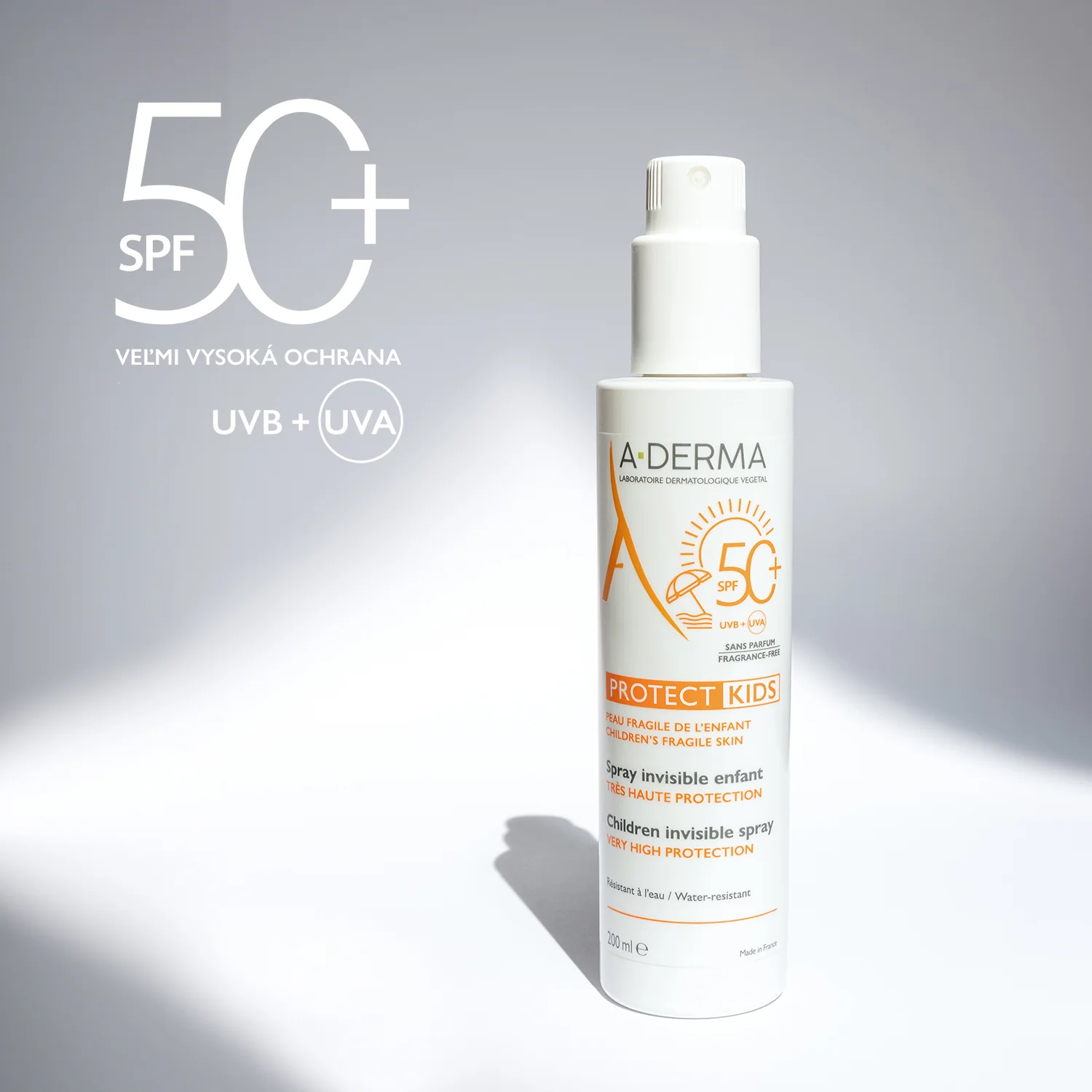 A-DERMA PROTECT KIDS Transparentný sprej SPF50+ 200 ml