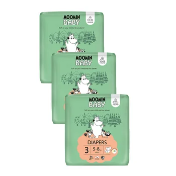 Moomin Baby 3 Midi 5–8 kg, mesačné balenie eko plienok 1×144 ks, eko plienky