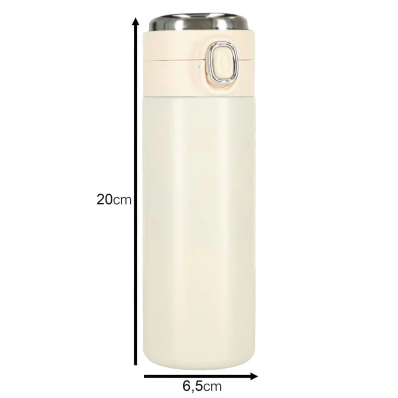 LED termohrnček 420 ml s náustkom – béžový, udrží teplo až 6 h