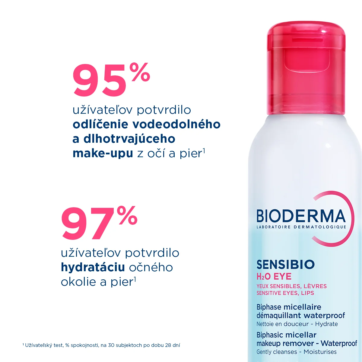 BIODERMA Sensibio H2O eye dvojfázový micelárny odličovač očí a pier 1×125 ml, odličovač očí a pier