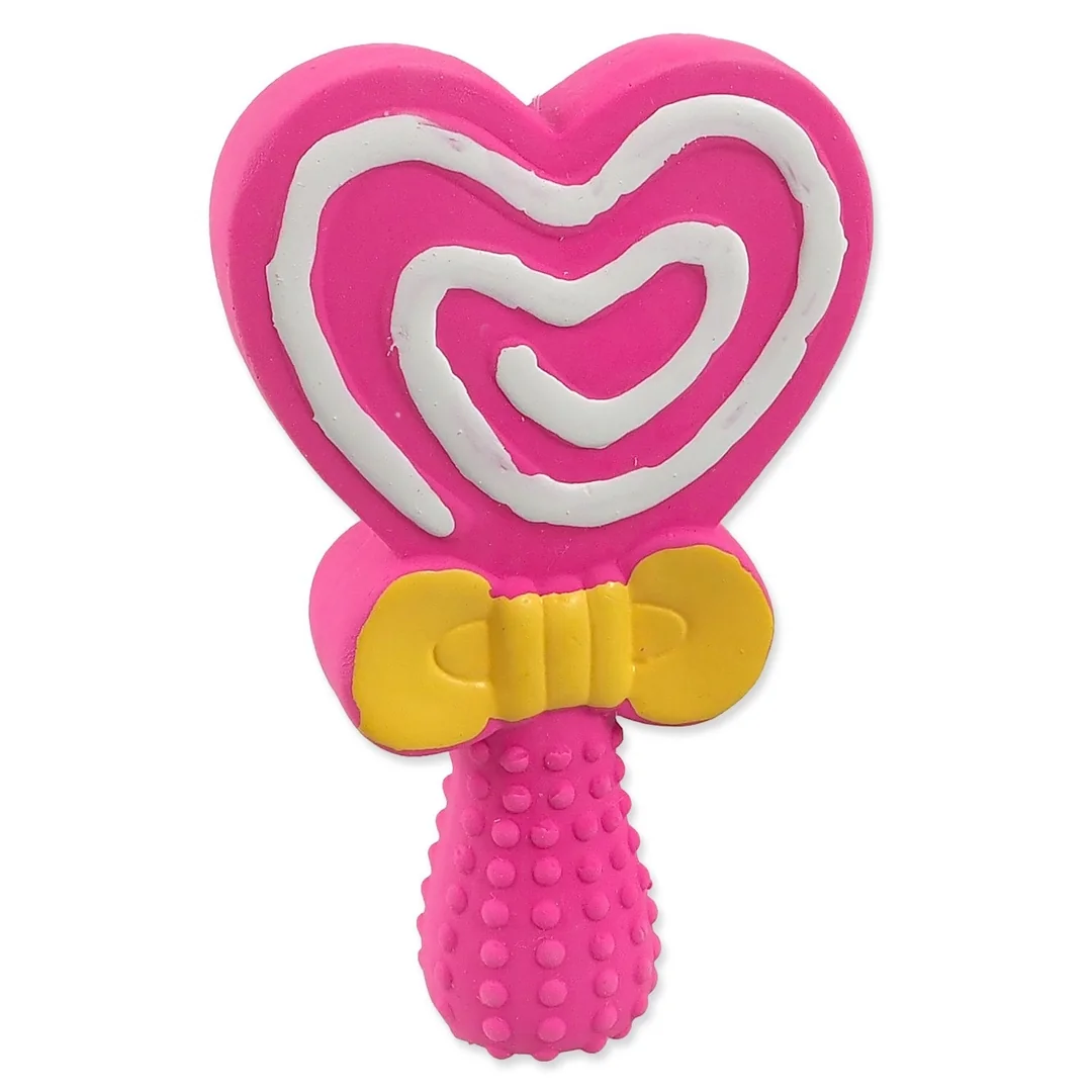 Hračka Dog Fantasy Latex lízatko srdce so zvukom mix farieb 13cm