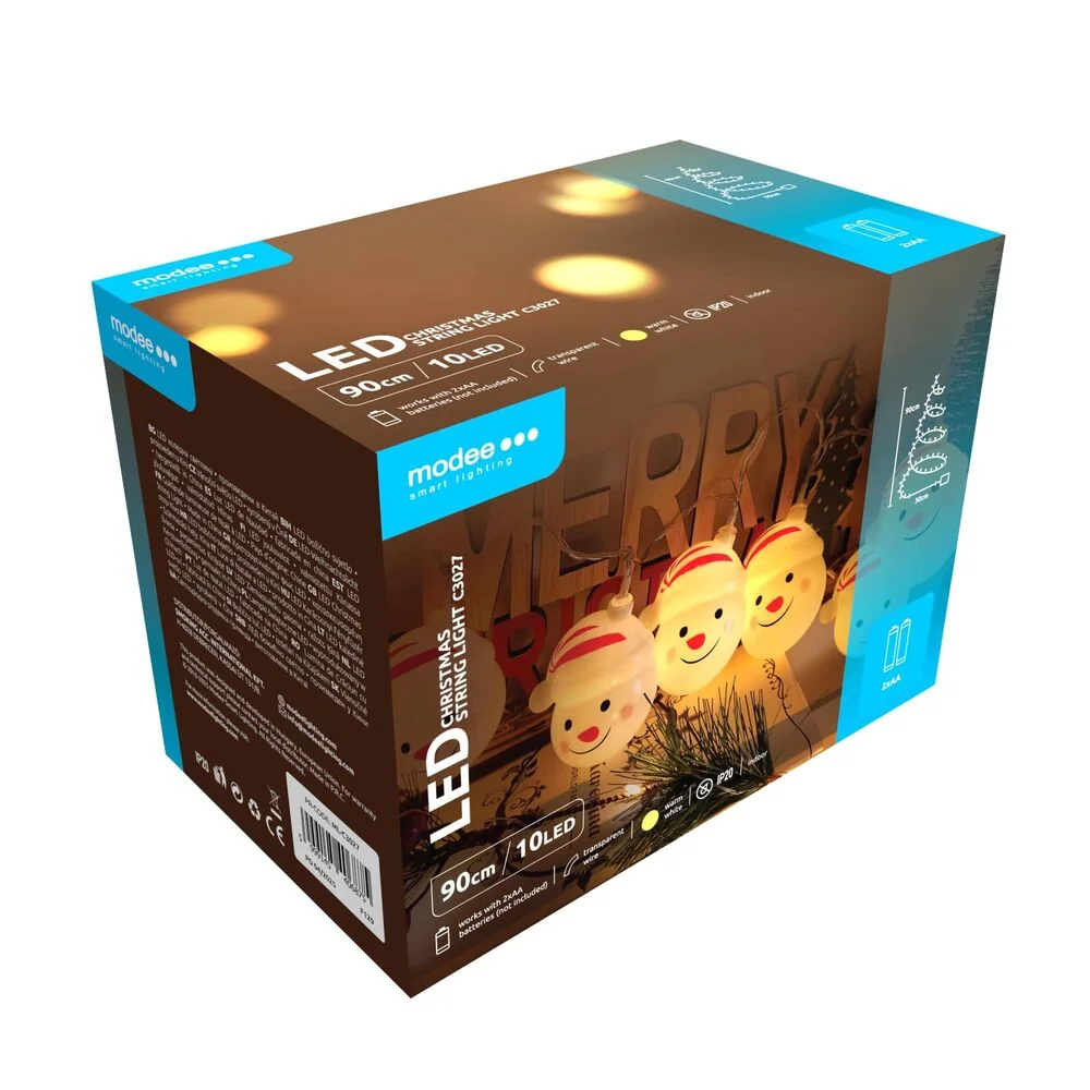 Modee Lighting LED dekorácia 10 LED 90cm snehová guľa 2xAA batérie