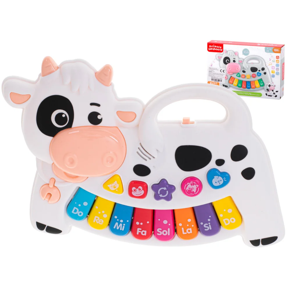 Piano detské Kravička biela ANIMALS KEYBOARD MTK015A