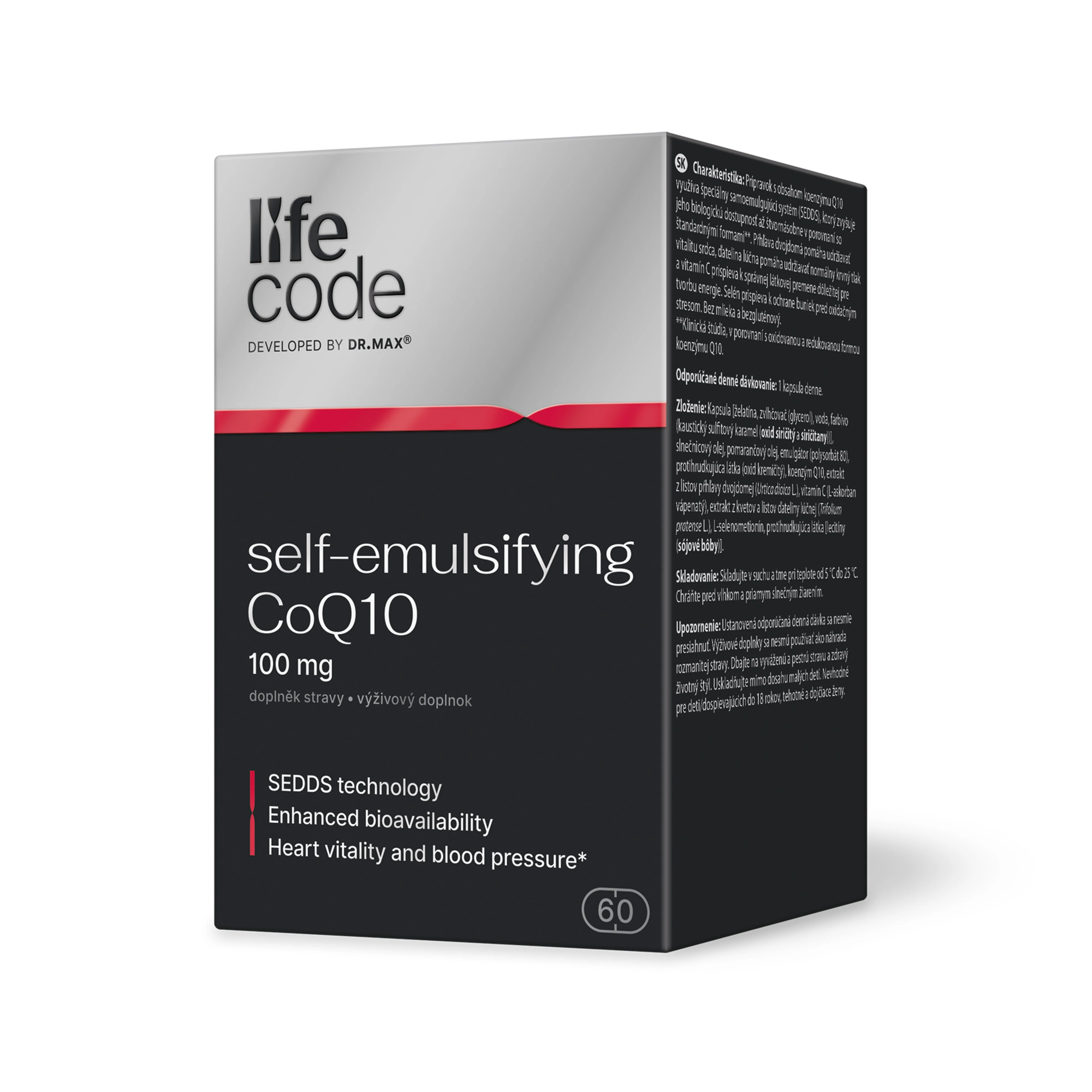 LifeCode developed by Dr. Max® self-emulsifying CoQ10 1×60 cps, výživový doplnok